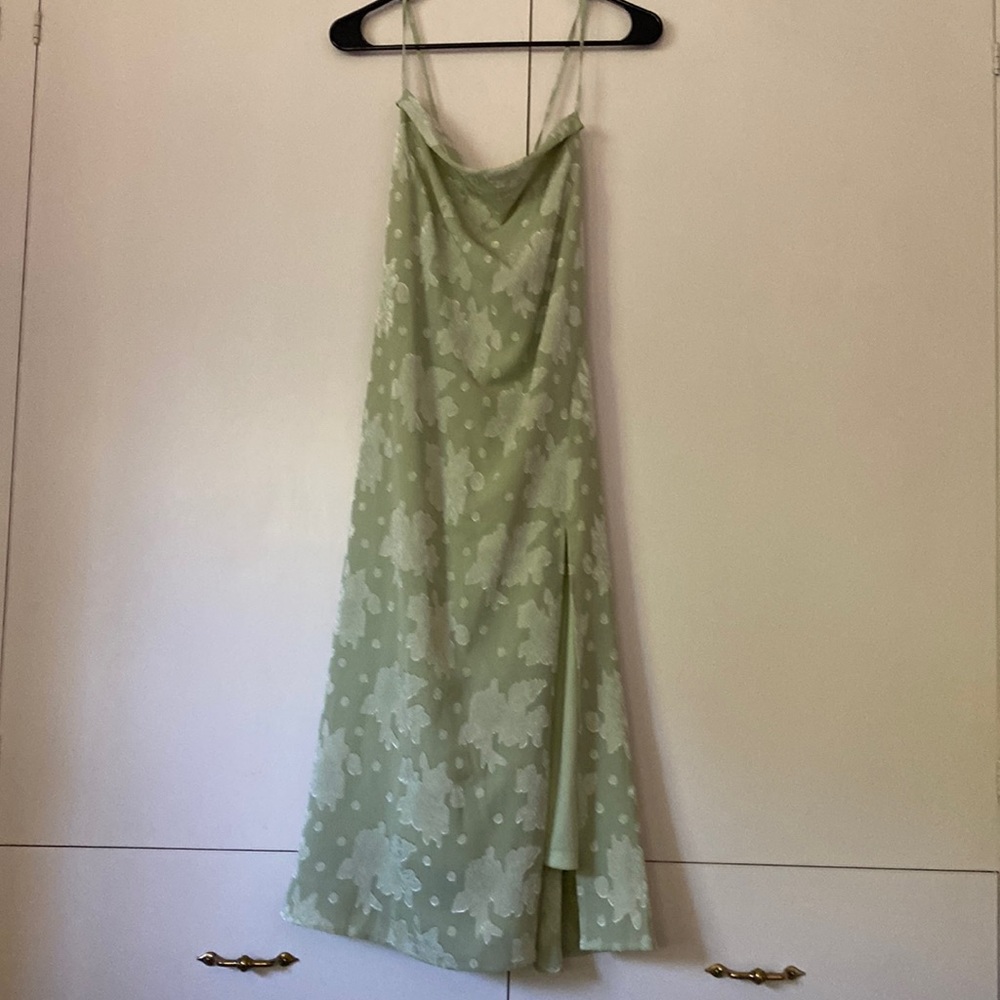Green floral midi dress